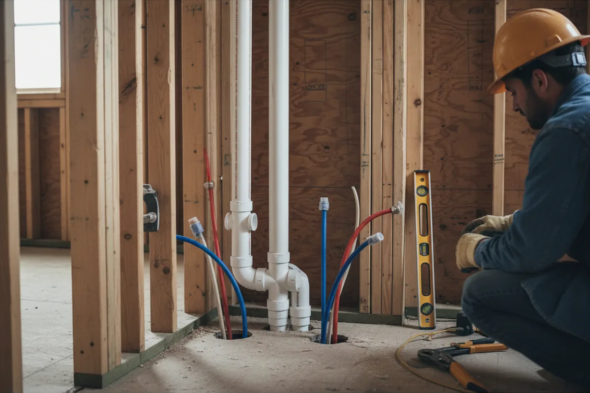 Drain and supply rough-in during Sump Pump Repair in Maybrook