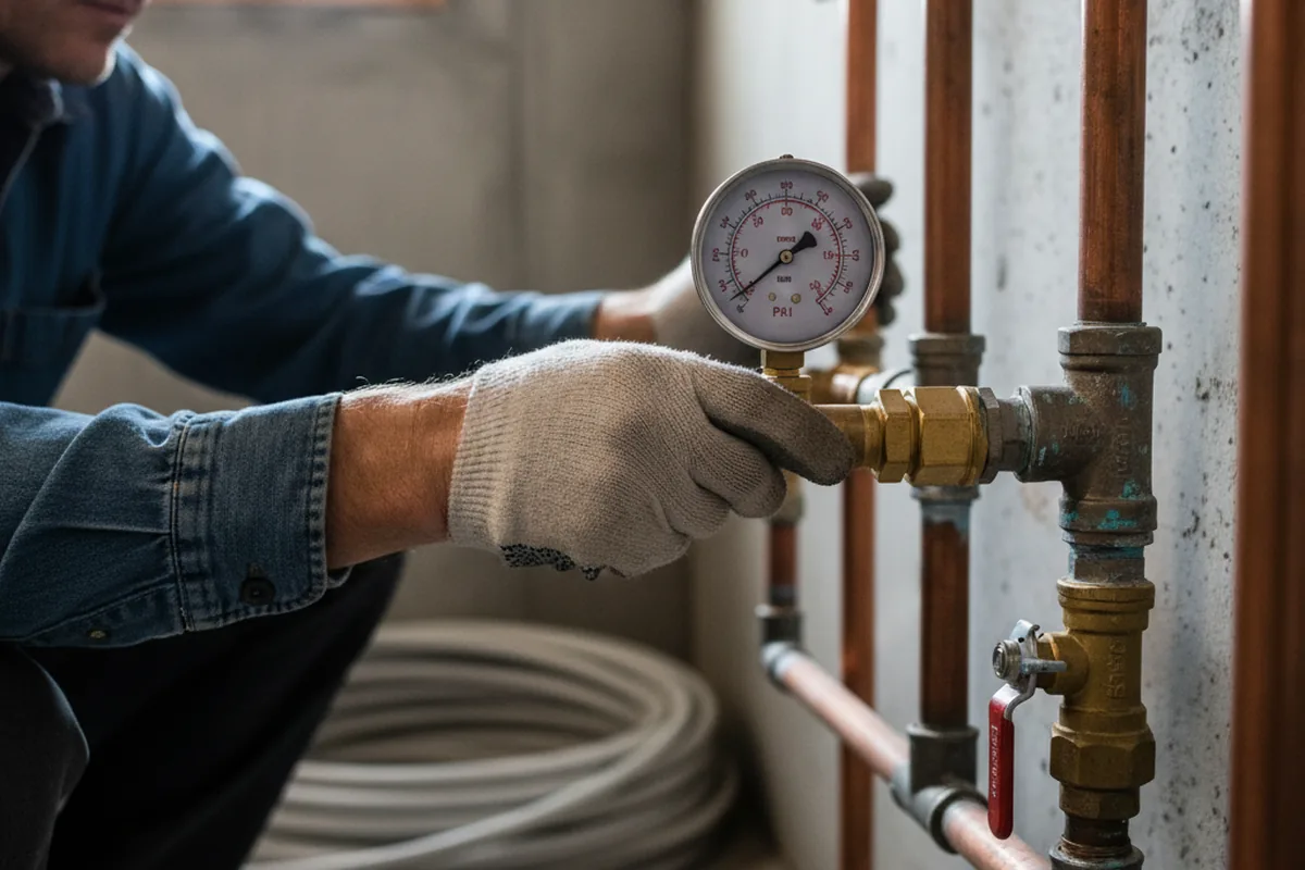 Pressure testing a repaired line during Water Line Repair in Maybrook